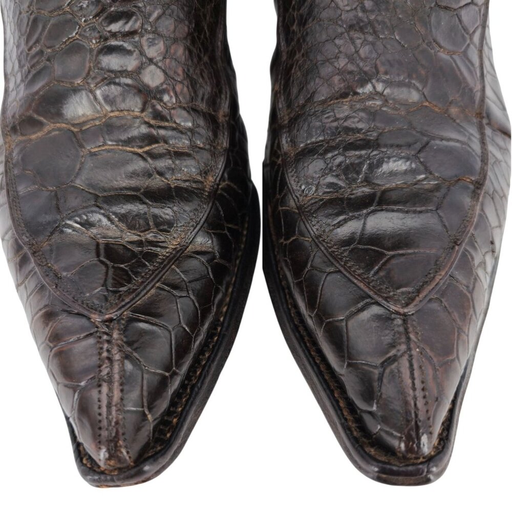 Vintage Preban Sea Turtle Exotic Justin Cowboy Boots Mens 8.5 Brown Western 9020 - Picture 2 of 14